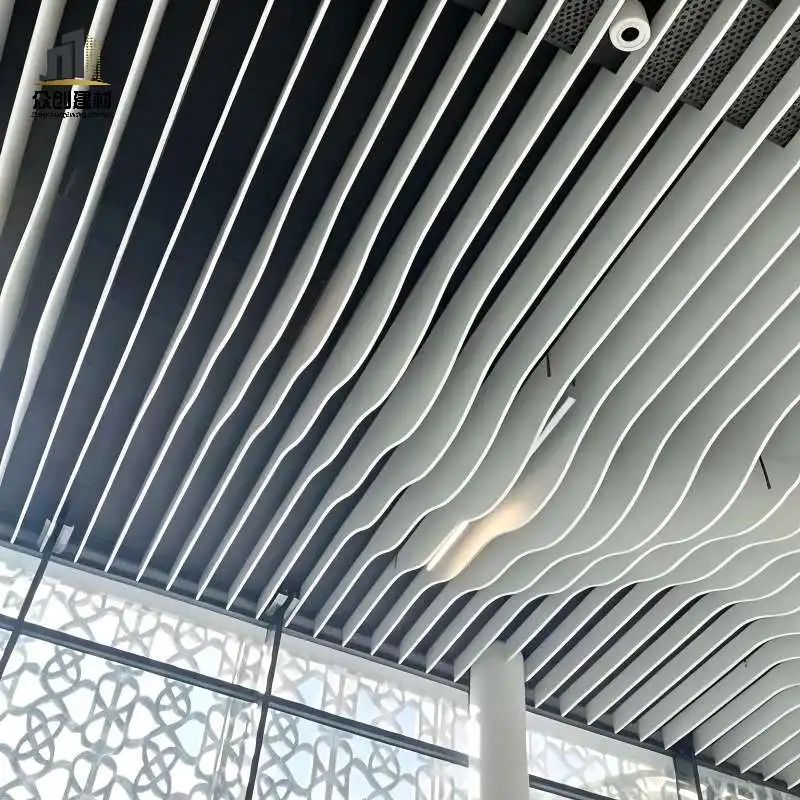 Wave Aluminum Baffle Ceiling for Airports | Wind Resistant Wavy Linear Airport Ceiling